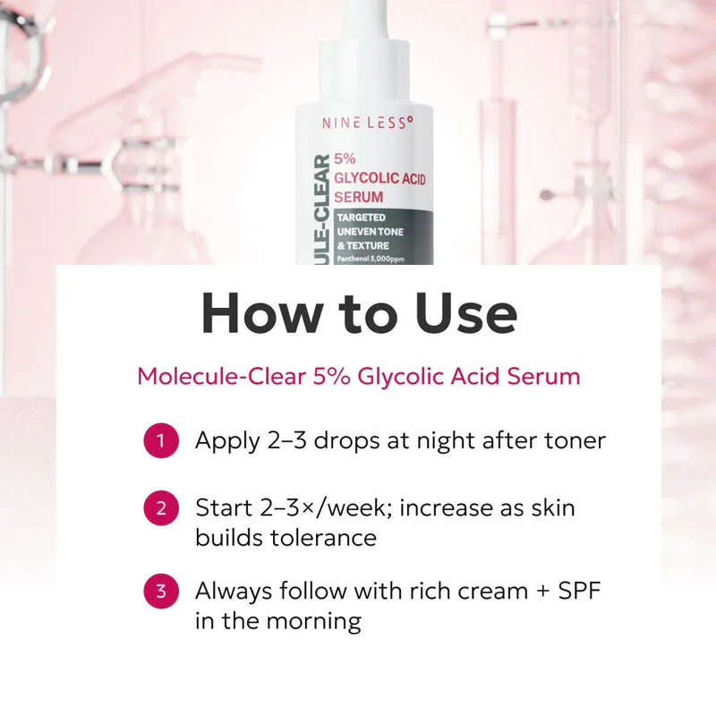 NINELESS Molecule-Clear 5% Glycolic Acid Serum 30ml - Figura 4