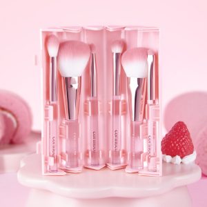 CORINGCO Pink Roll Make Up Brush Set 6